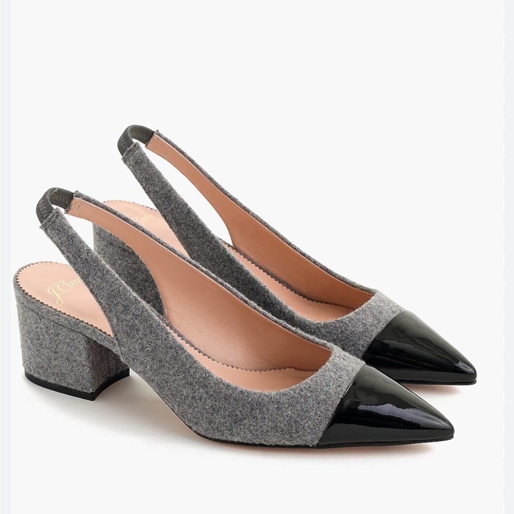J. Crew Laney Elegant Gray and‎ Black Slingback Heels Wool 6.5